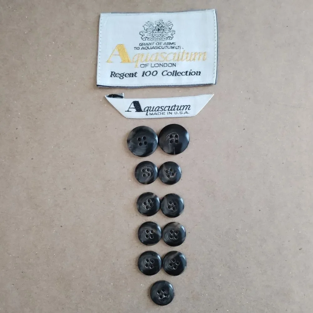 Aquascutum Of‎ London Suit Replacement Buttons Set Of 11 Jacket 2-Big 9-Small